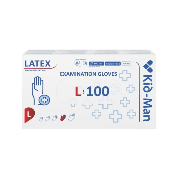 Kid-Man lateksinės pirštinės N100, bespalvė